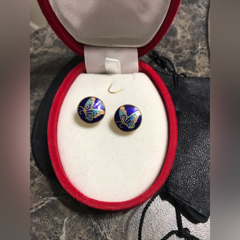 VINTAGE Butterfly 🦋 earrings •handcrafted • gold plated •Spain